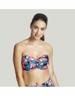 Panache Swim Anya Riva Print Bandeau Bikini BH Kleine En Grote Maten 65-85 Cup D Tot K - Blue Floral - SW1403
