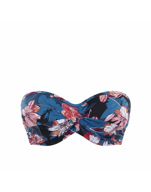 Panache Swim Anya Riva Print Bandeau Bikini BH Kleine En Grote Maten 65-85 Cup D Tot K - Blue Floral - SW1403 - Afbeelding 5