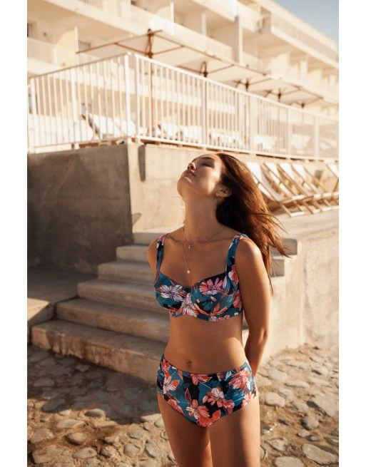 Panache Swim Anya Riva Print Hele Cup Bikini BH Kleine En Grote Maten 65-85 Cup D Tot K - Blue Floral - SW1405 - Afbeelding 7