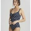 Panache Swim Anya Riva Spot Badpak Kleine En Grote Maten 65-90 Cup D Tot K - Navy/Vanilla - SW1450