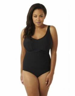 Panache Swim Silhouette Shapewear Badpak Grote Cupmaten - Zwart - SW0790