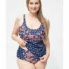 Plaisir Paisley Tankini Grote Maten 42-50 Cup C - H - T0057-19 - Dark Blue