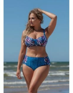 Plaisir Remix Bikini Slip Hoge Taille Grote Maten 44 - 50 - Blue - T0024