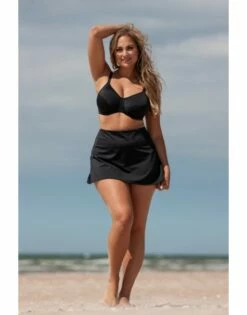 Plaisir Solid Color Strand Rokje Kleine - Grote Maten 42-56 - Zwart - T0038