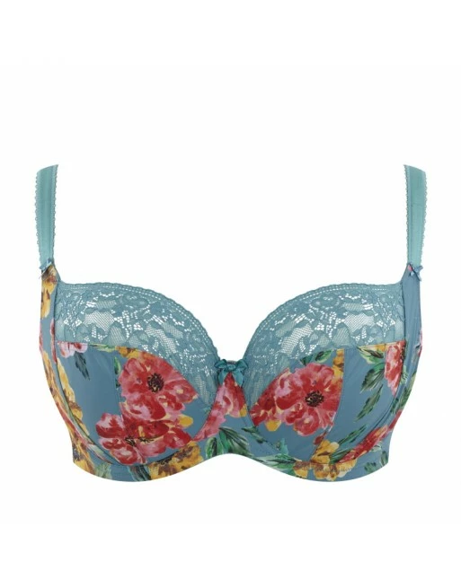 Sculptresse Chi Chi Balconnet BH Grote Cupmaten D - HH / T. 75-105 - Turquoise Floral - 7695 - Afbeelding 2