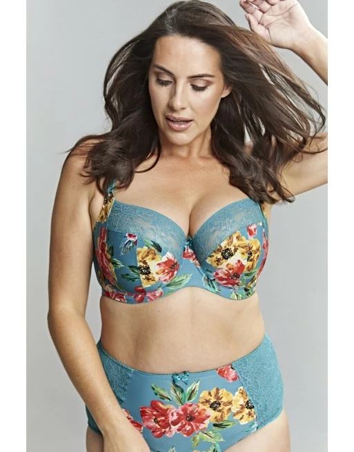 Sculptresse Chi Chi Balconnet BH Grote Cupmaten D - HH / T. 75-105 - Turquoise Floral - 7695 - Afbeelding 3