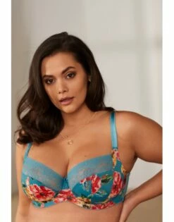 Sculptresse Chi Chi Balconnet BH Grote Cupmaten D - HH / T. 75-105 - Turquoise Floral - 7695