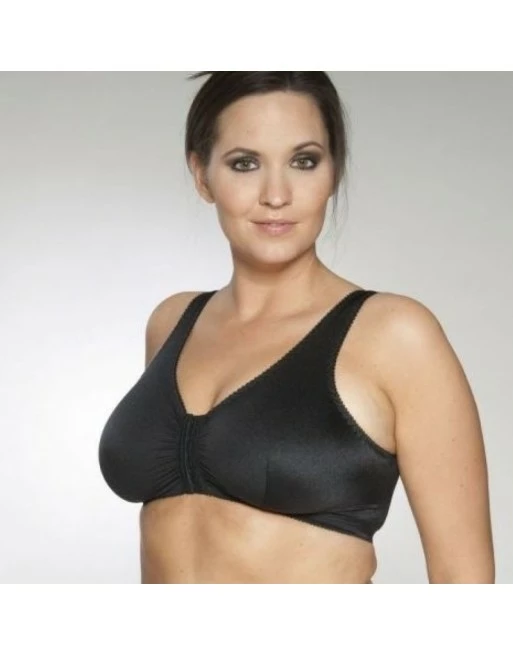 Ulla Dessous Slaapbeha Met Voorsluiting Katoen 75% Kleine - Grote Maten 75-130 - Zwart - 1263 - Afbeelding 2