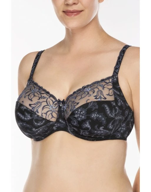 Ulla Dessous Zoë Hele Cup BH Kleine En Grote Maten 70-120 Cup B Tot G - Black/Blue - 4123 - Afbeelding 3